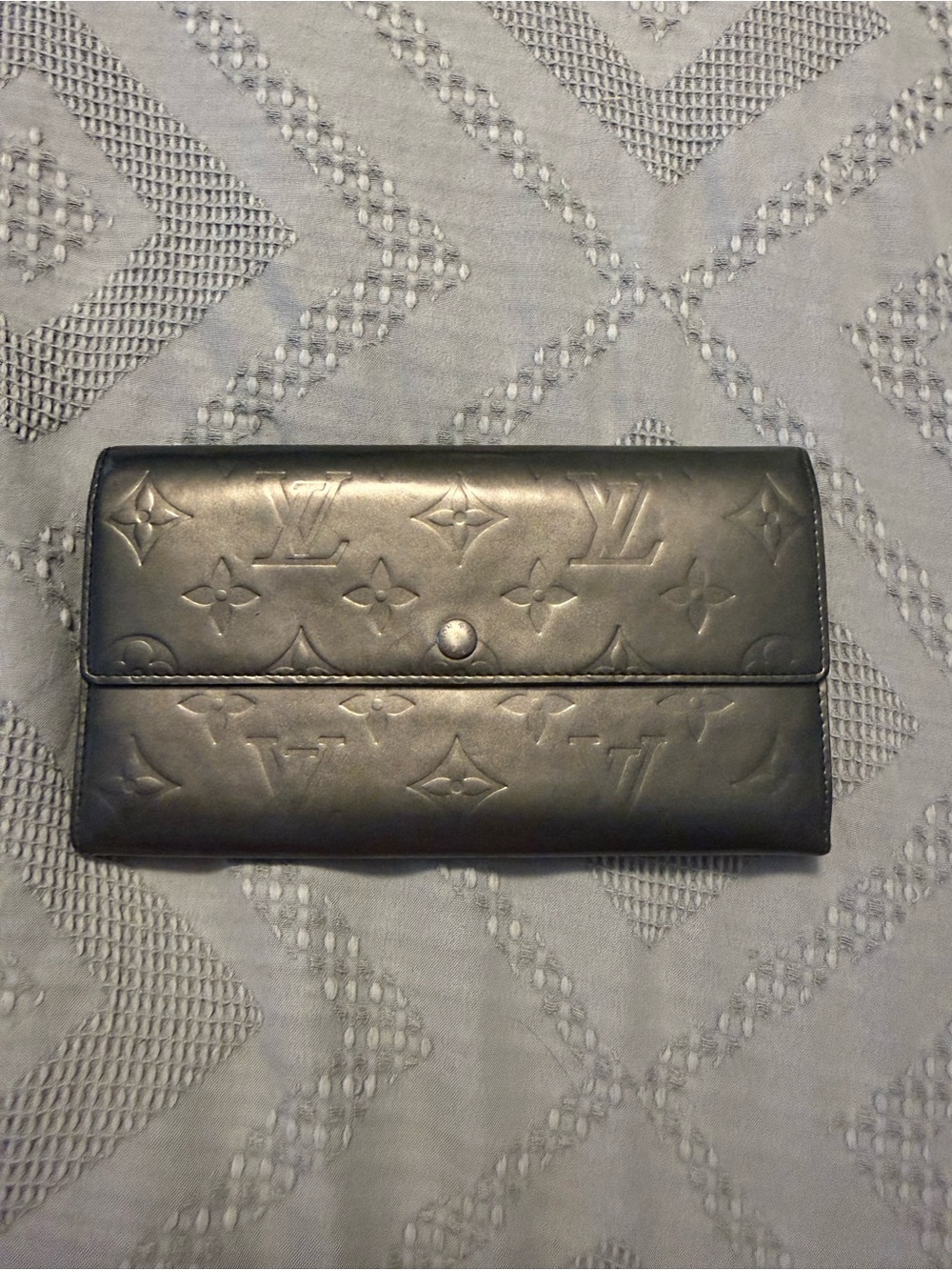 Louis Vuitton Metallic Gunmetal Embossed Monogram Continental Wallet